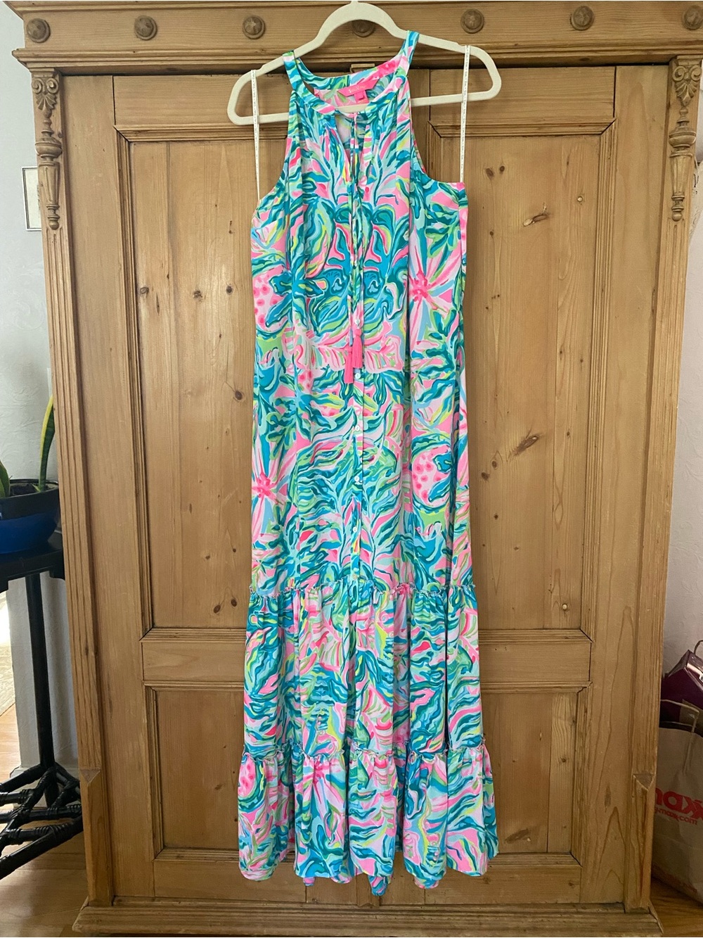 Lilly Pulitzer Multicolor Floral Halter Maxi Dress - Turquoise, Pink, Green - Picture 7 of 13